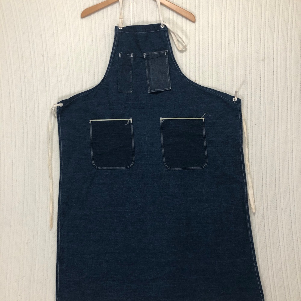 Denim Apron Utility Workwear Bib Apron with Pockets Cooking Gardening